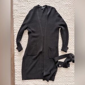 Express Black Ribbed Open Cardigan